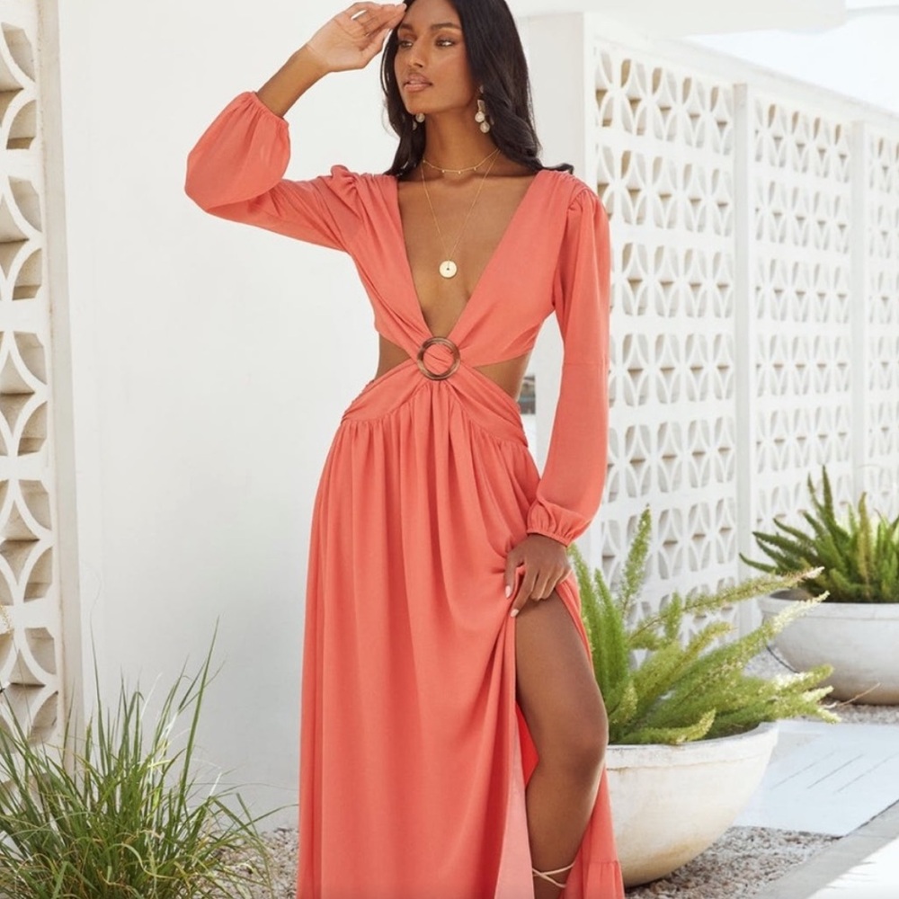 Vici Rosewood Cutout Maxi Dress